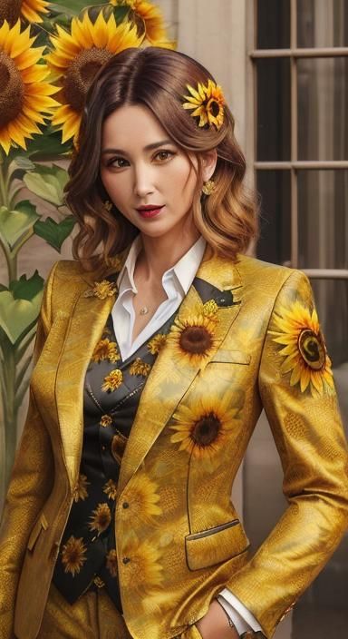 Businesswoman in Sunflower Suit with Hairclip