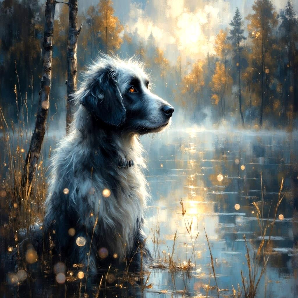 Dreamy Sheepdog Portrait by Misty Lake