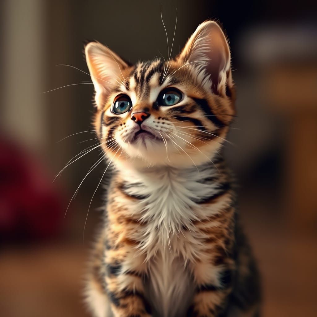 Whiskered Feline Longing for Forbidden Fruit