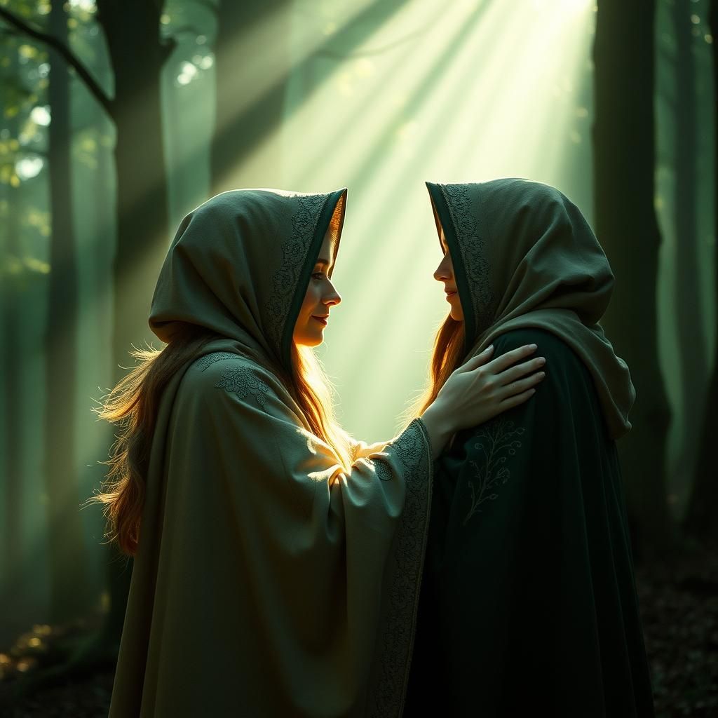 Enchanting Elven Embrace in Emerald Forest