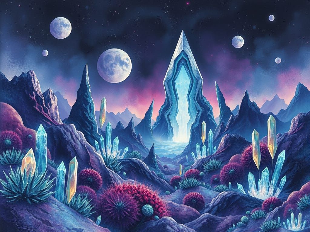 Synthwave Alien Landscape with Quantum Portal