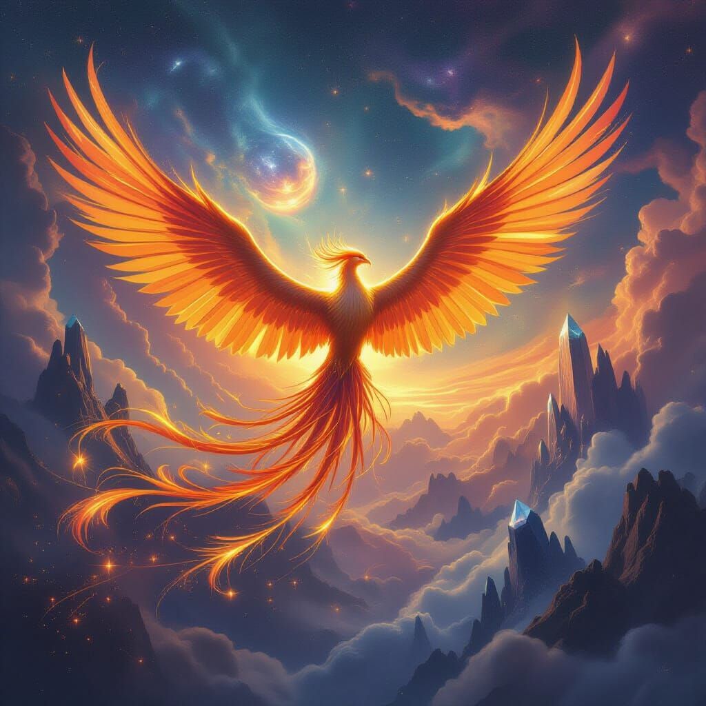 Colossal Phoenix Soars Through Cosmic Sky