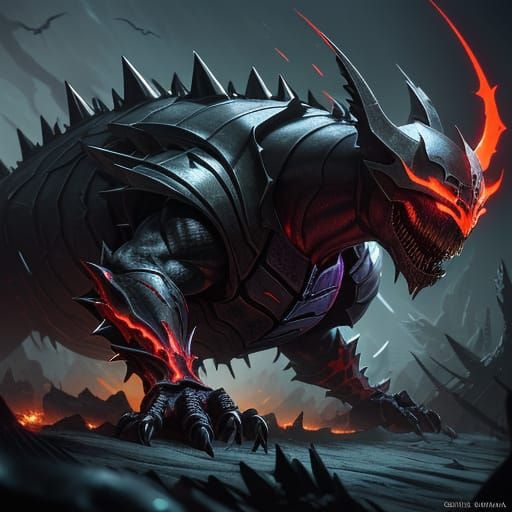 Feral Shrew in Dark Fantasy Armor with Glowing Red Eyes