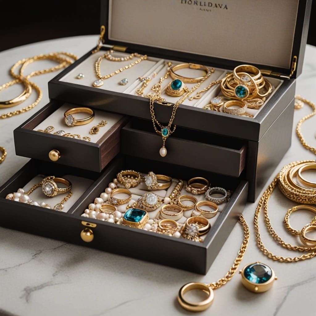 Luxurious Jewelry Box Overflows with Sparkling Accessories