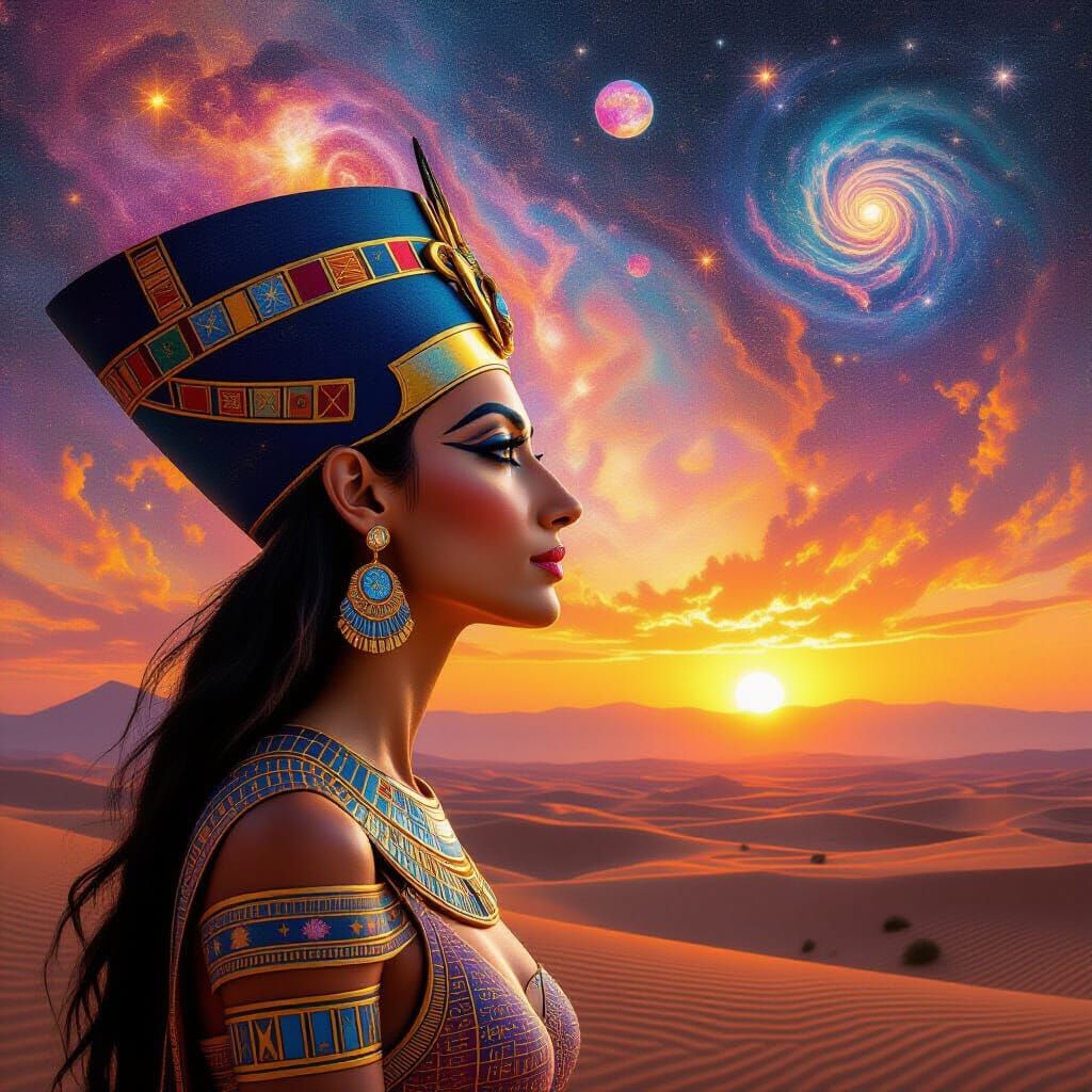 Majestic Nefertari's Cosmic Sunrise View