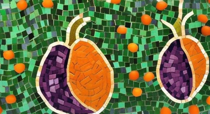 Translucent Mosaic of Eggplant and Persimmon
