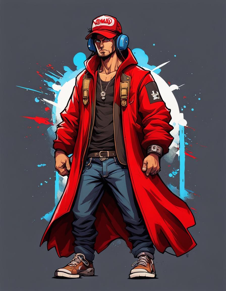 Nomad Wanderer in Graffiti, Street Art Style