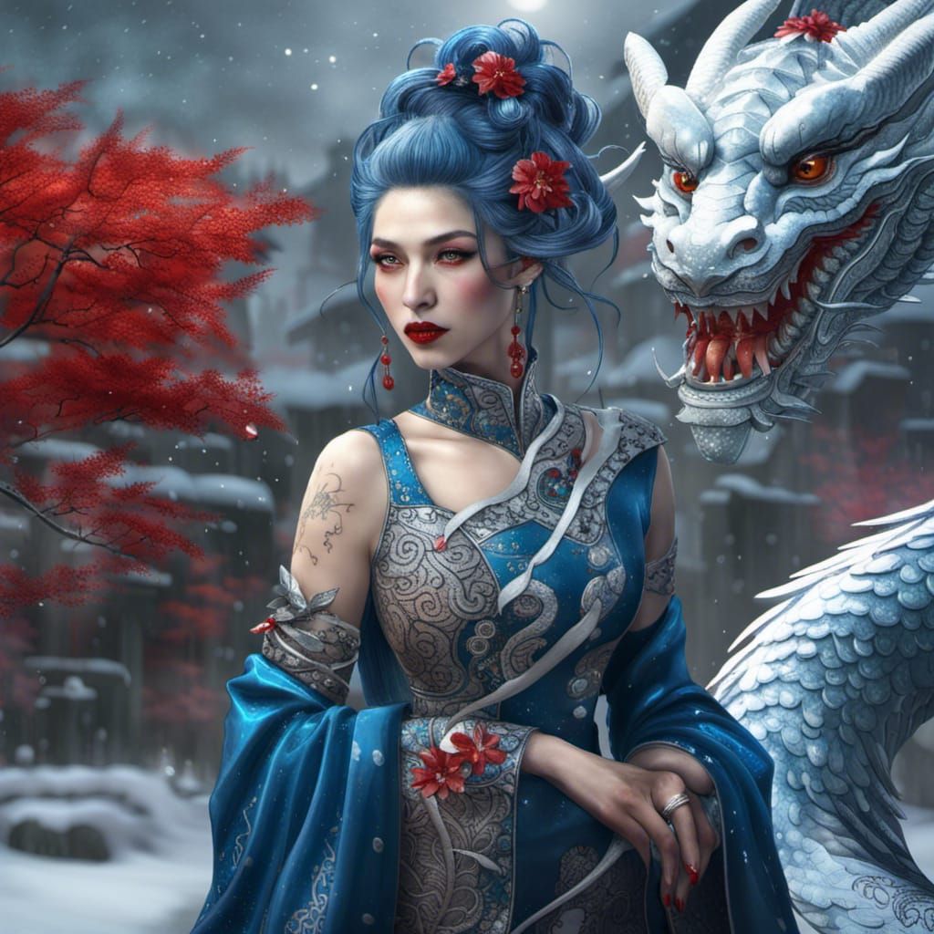 Dragon Dress: Dark Fantasy Art in Purple and Yellow