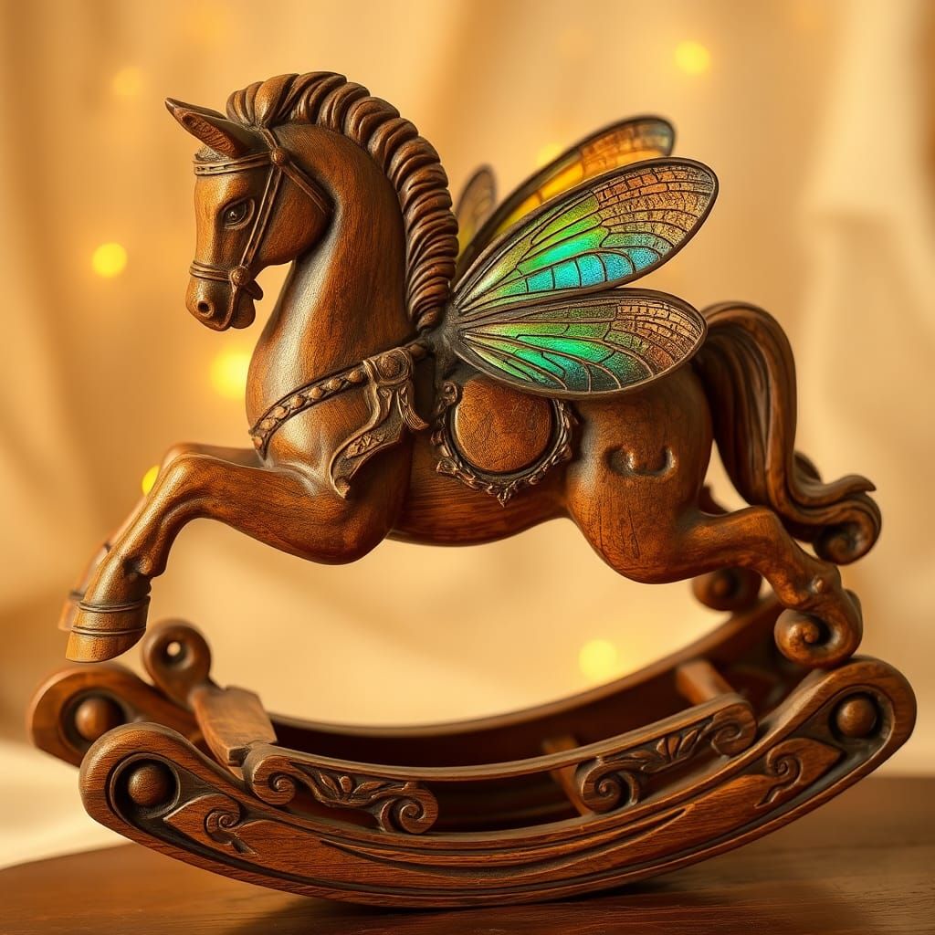 Dragonfly Winged Rocking Horse in Whimsical Style