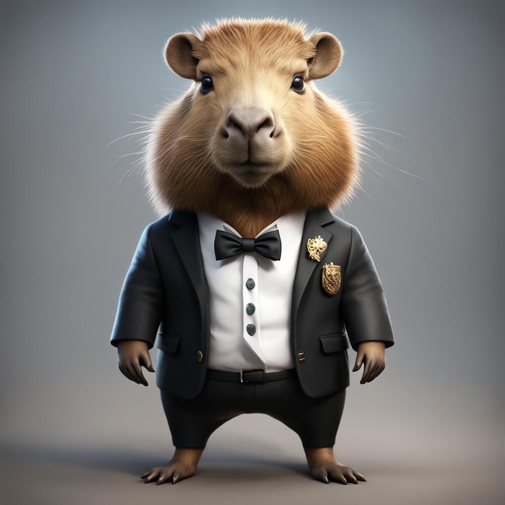 Capybara Mascot in Blazer: Detailed Digital Art