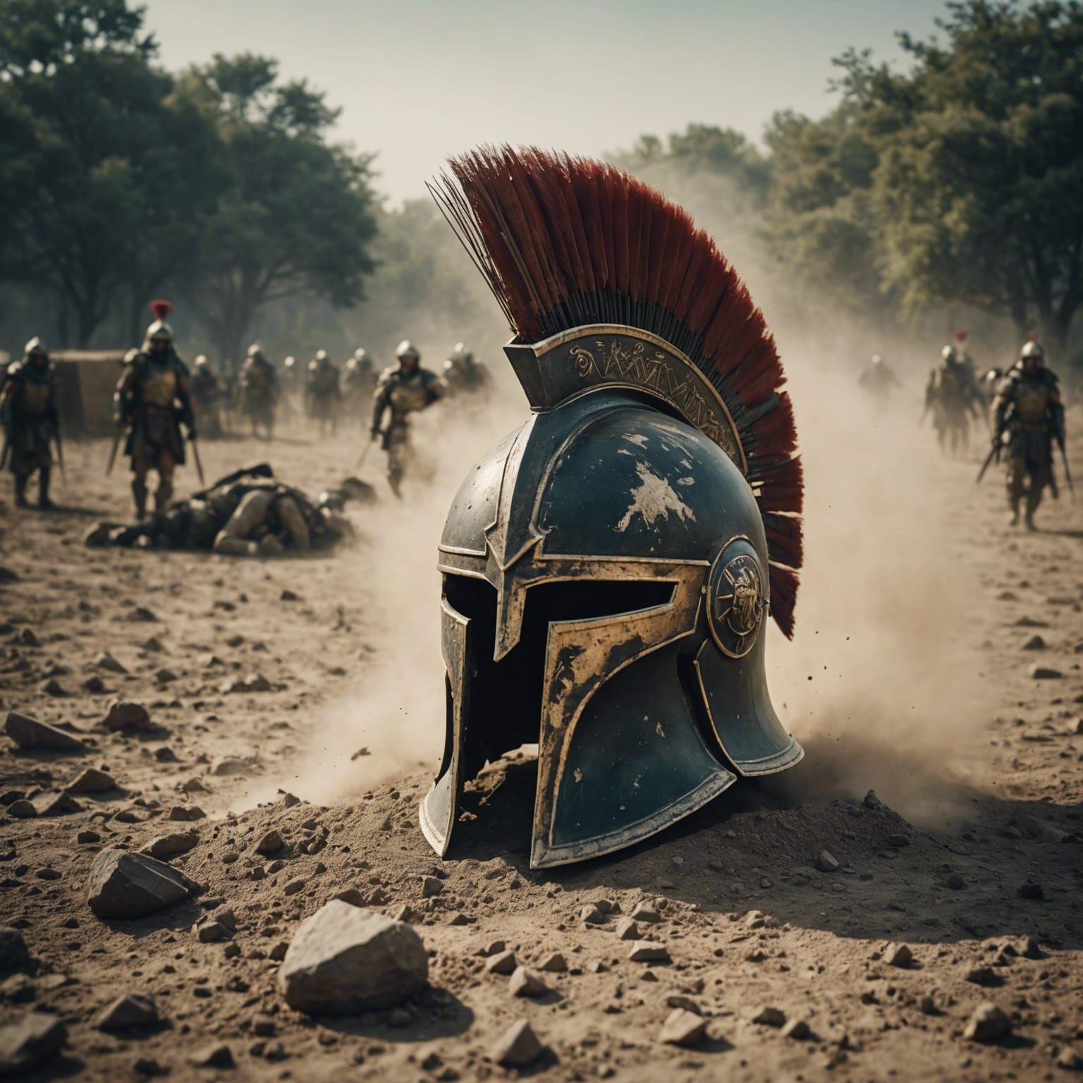 Spartan Helmet in Battlefield Dust, Cinematic Still
