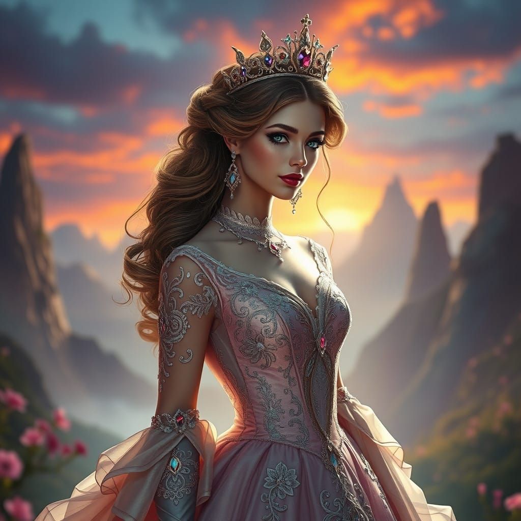 Enchanting Princess in Resplendent Gown