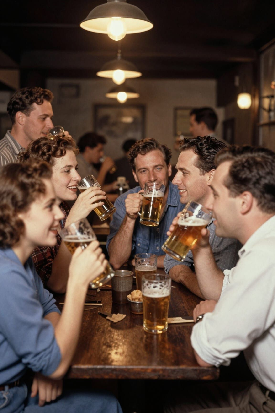 Vintage 1930s Bar Scene: People Enjoying Beer