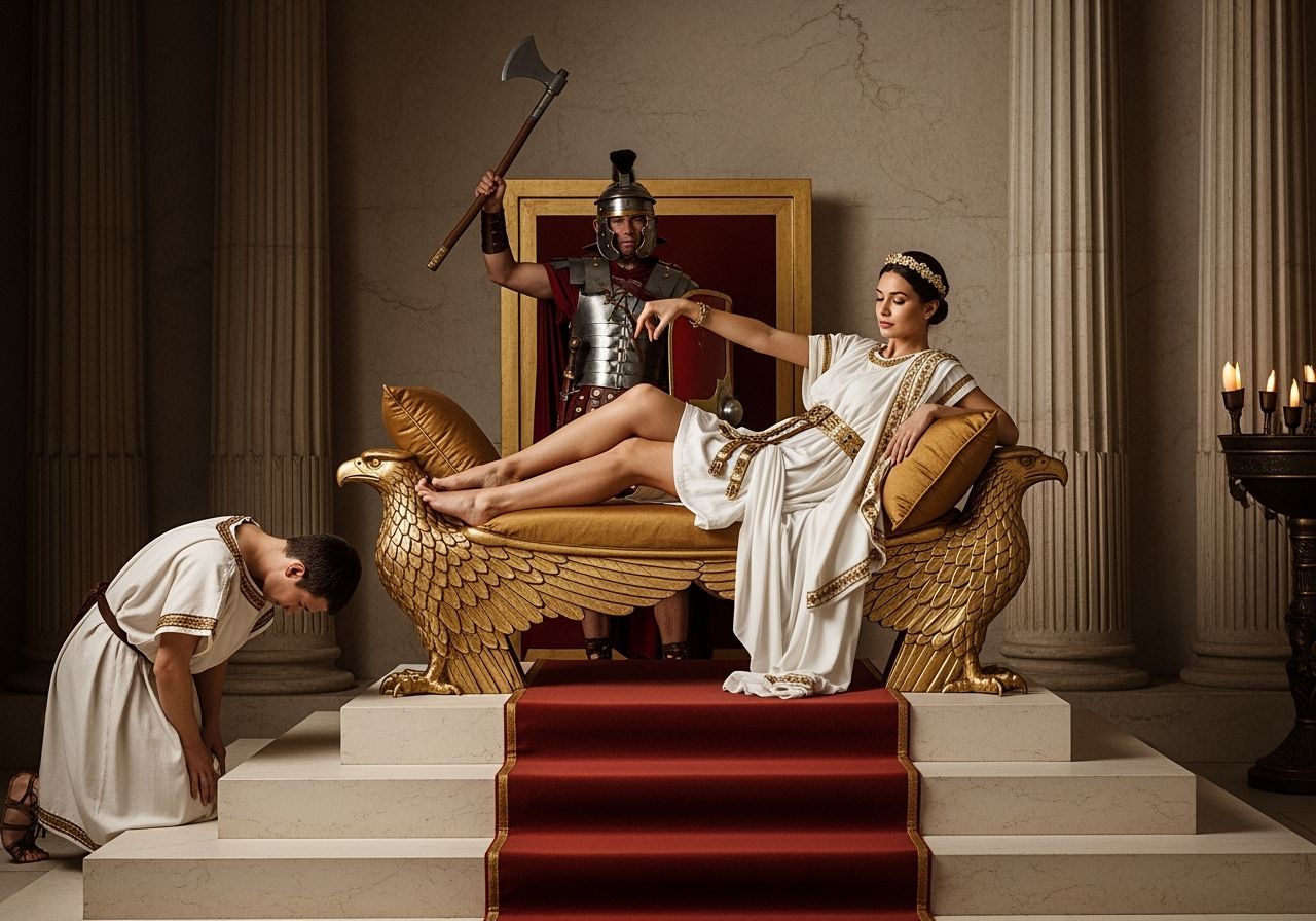 Roman Empress on Eagle Throne in Lavish Style