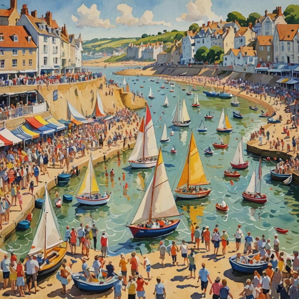 Broadstairs Regatta: Impressionist Gouache Masterpiece