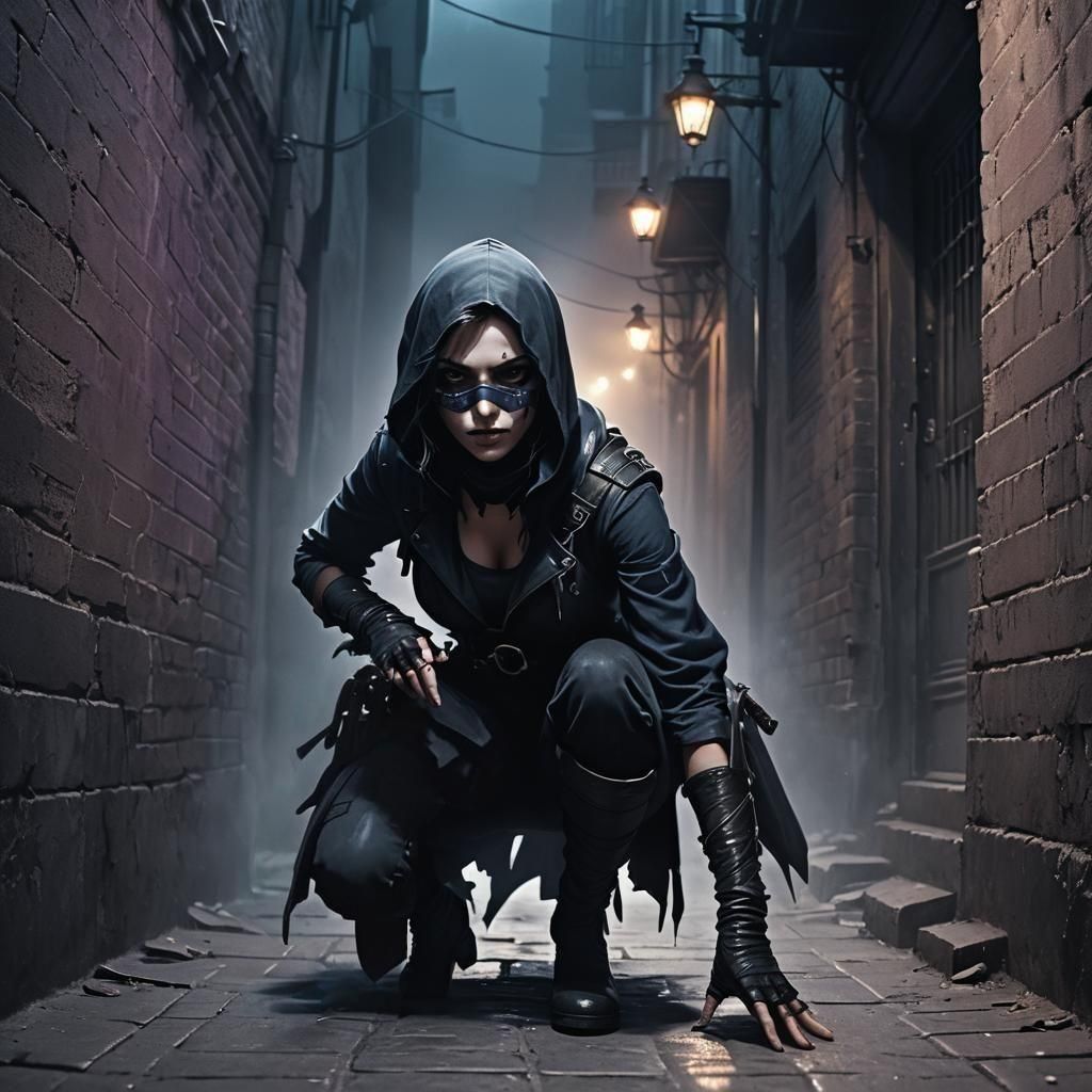 Gothic Female Assassin with Mask