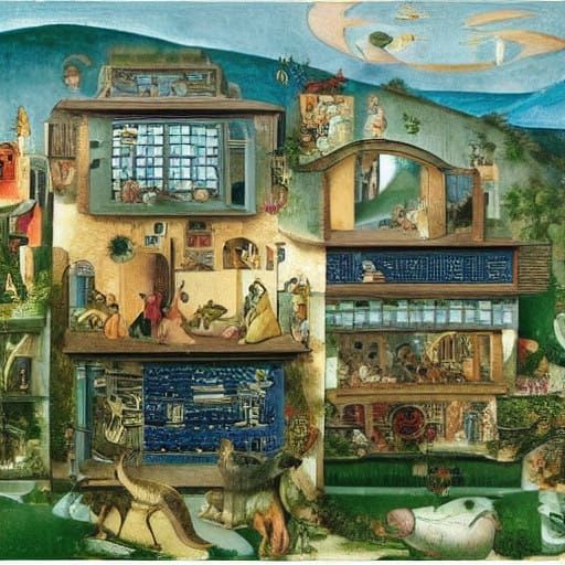 Surreal Solarpunk Cats Construct Futuristic Eco-Architecture