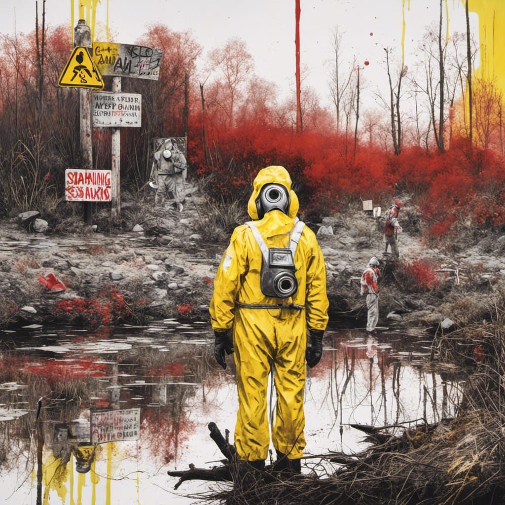Hazardous Swamp Warning Sign in Graffiti Art Style