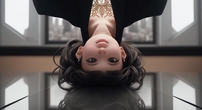 Upside down office worker