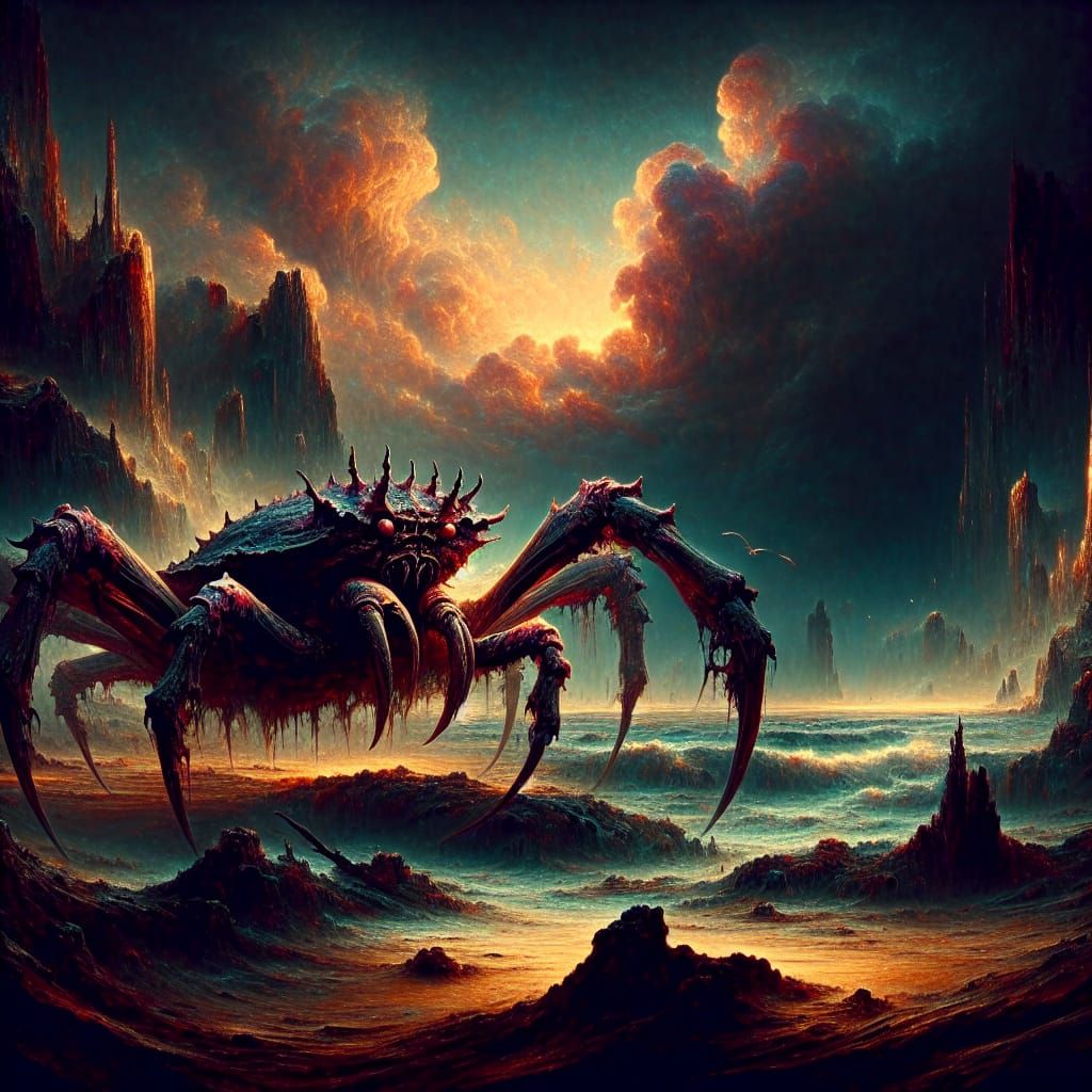 Ethereal Midnight Beach Scene in Late 19th-Century Realism S...