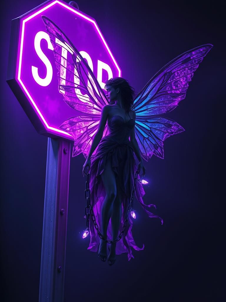 Mystical Fairy Chained to Aquarius Sign