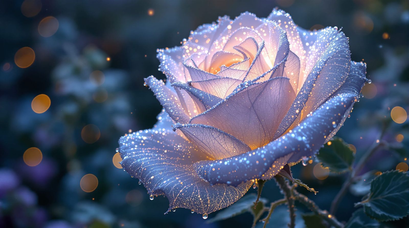 Spider Silk Rose in Moonlight, Neo-Impressionist Style