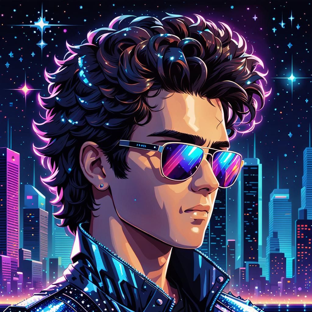 Retro 80s Boy Portrait in Pixel Art Style