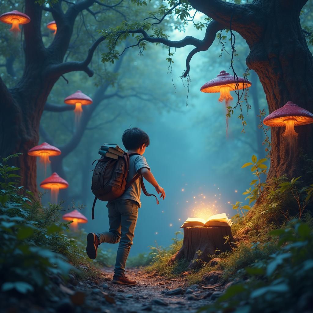 Boy Runs Through Mystical Forest to Study