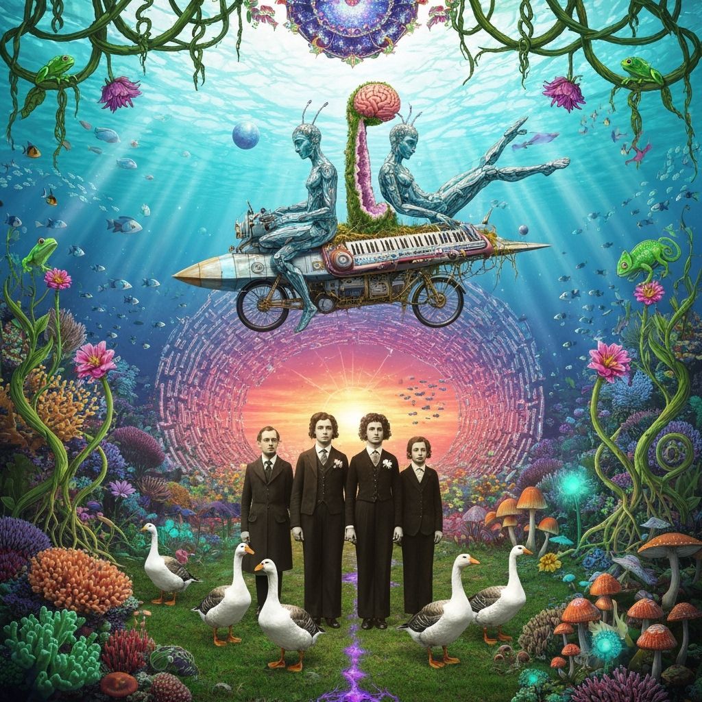 Surreal Underwater World with Fractal Figure & Cosmic Elemen...