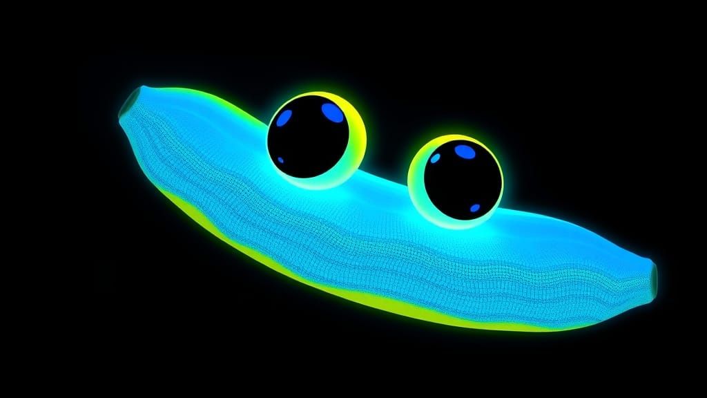 Fluorescent Chibi Banana with Googly Eyes