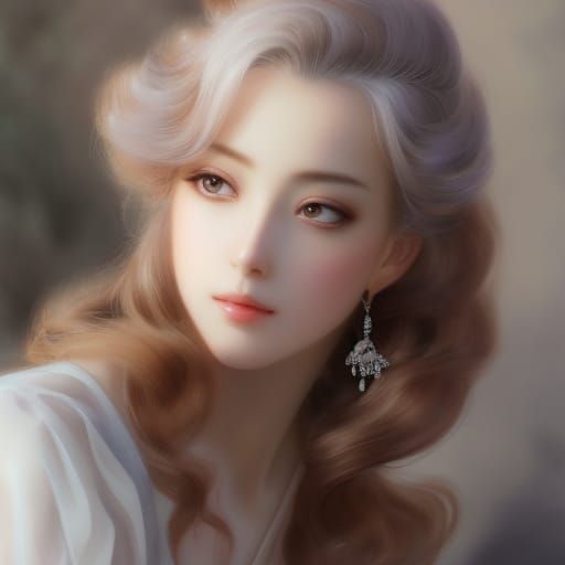 Sensual Girl Portrait in Watercolor Style