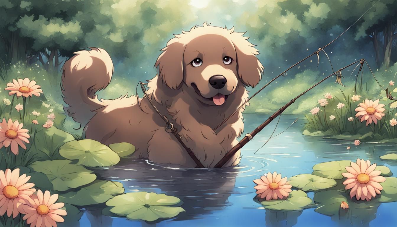 Dog in pond