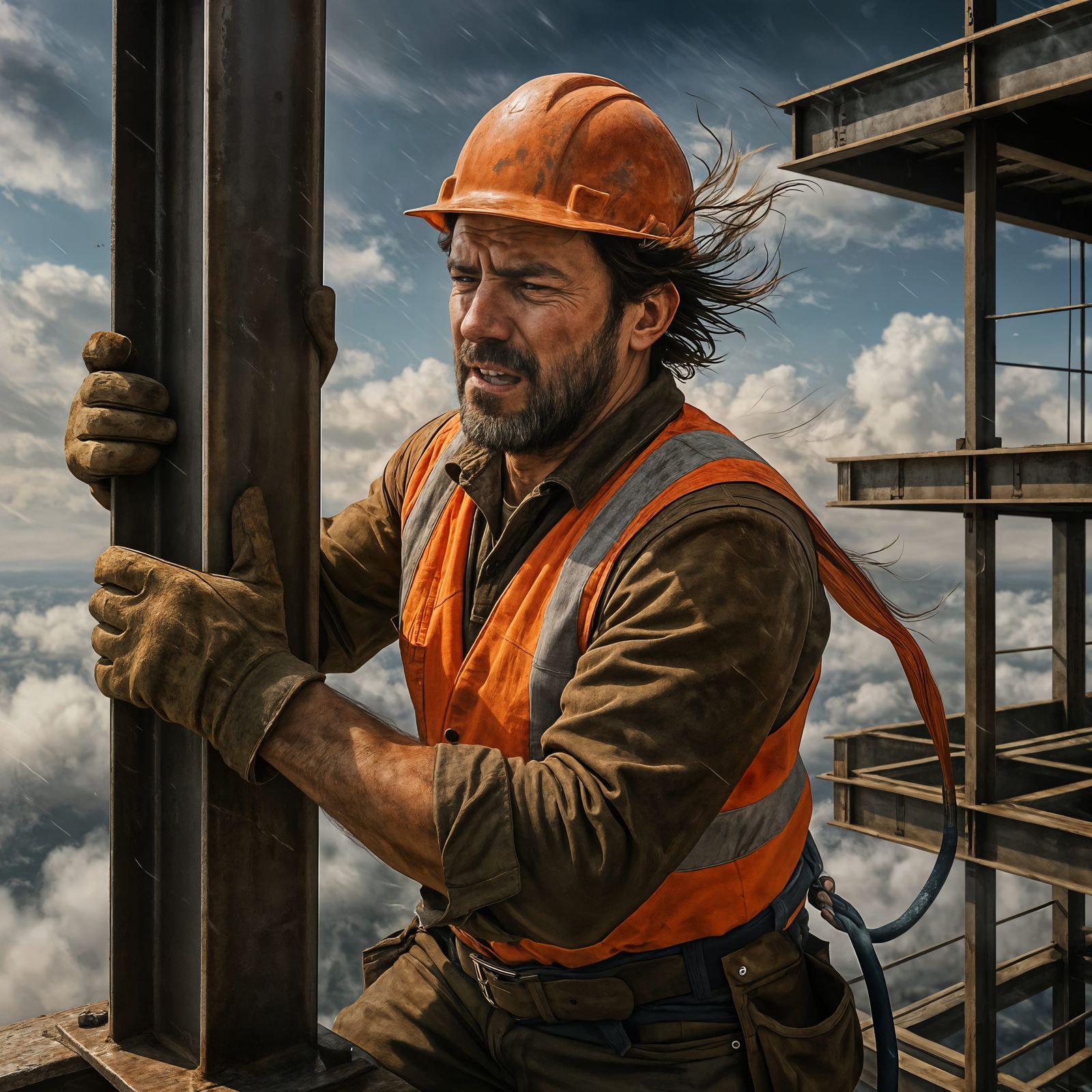CGI Construction Worker on Skyscraper Beam