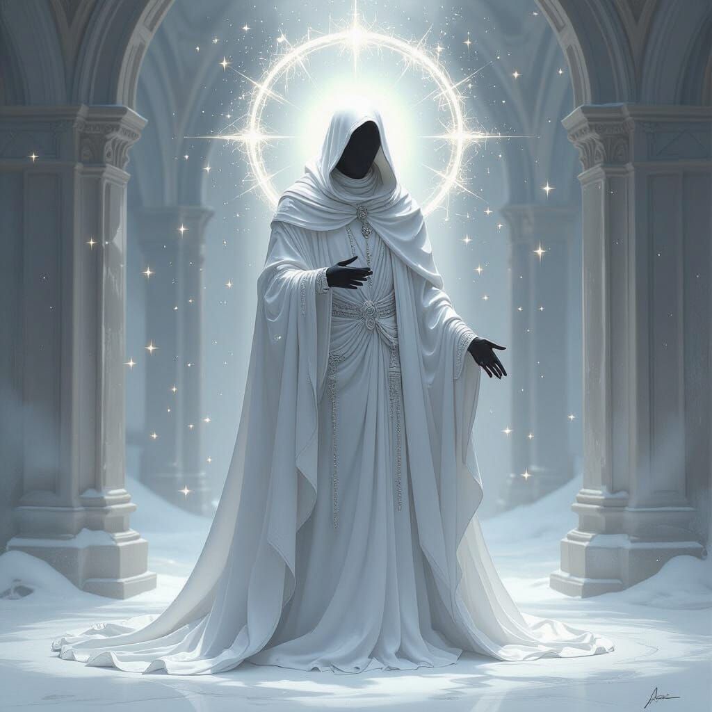 Regal Figure in Ethereal Light: Dreamlike Art