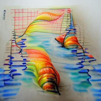 Colorful Ink Sine Wave Pencil Sketch