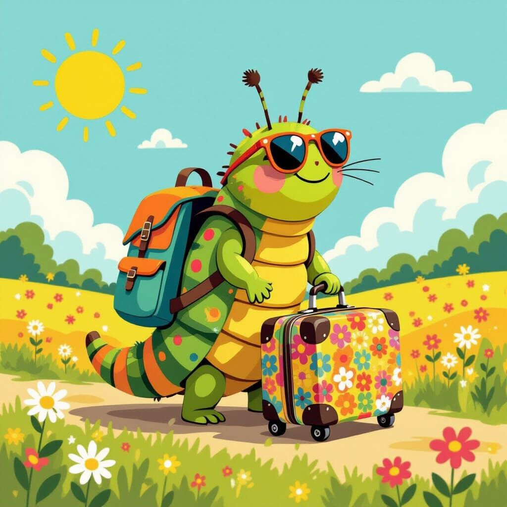 Caterpillar Holiday Suitcase in Sunny Meadow