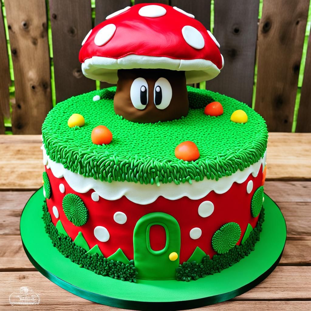 Mega Mushroom Cake with Vanilla Polka Dot Frosting