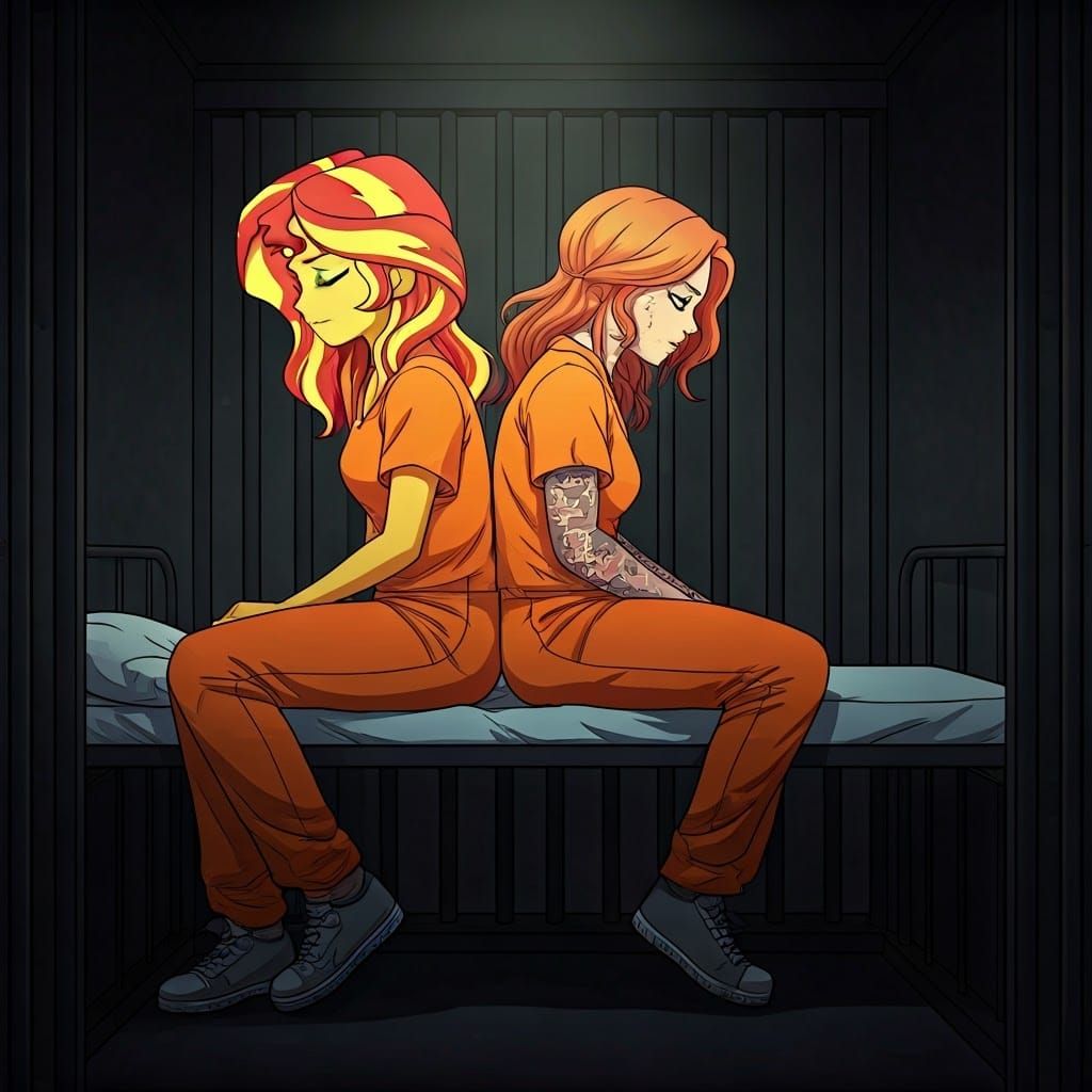 Prison Cell: Sunset Shimmer and Tilly in Gritty Style