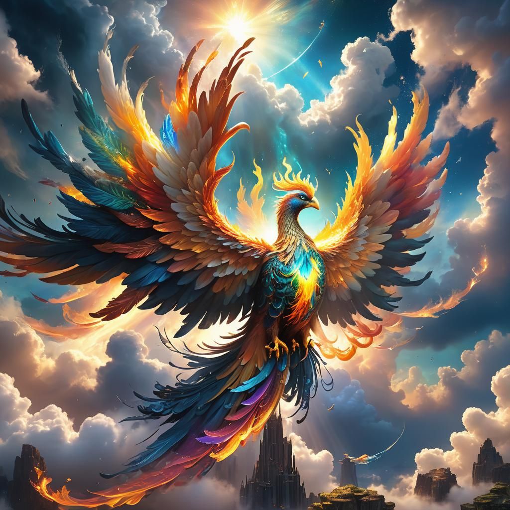 Phoenix Cloud Formation in Fantasy Core Style