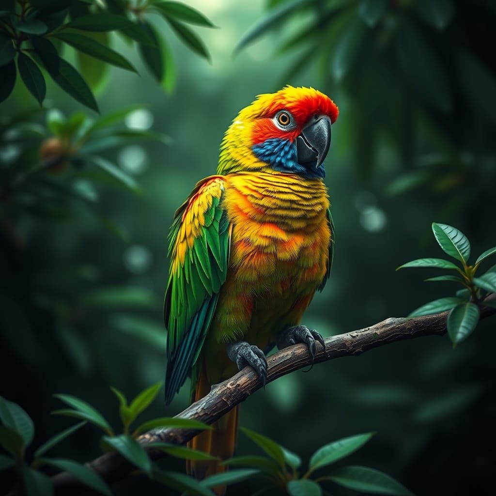 Vibrant Parrot in Art Nouveau Style