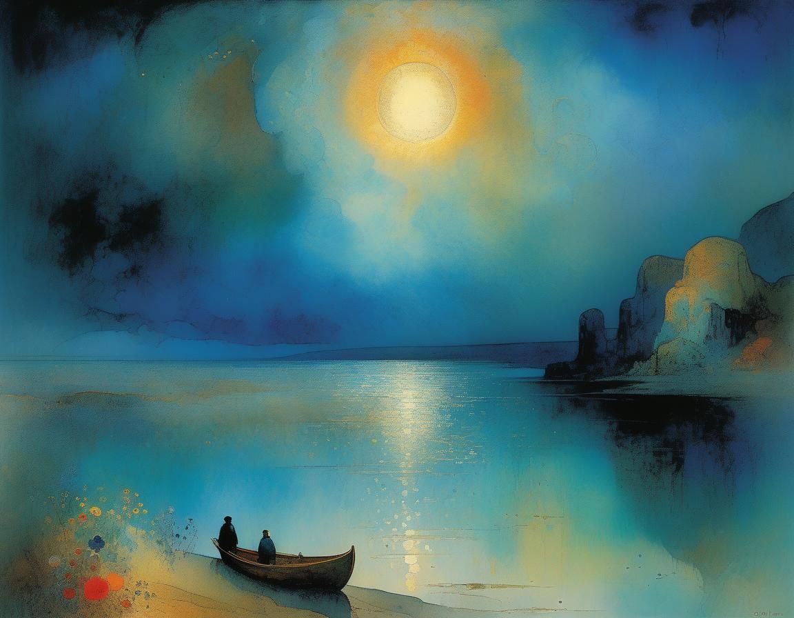 Ethereal Faces by the Sea: Watercolor Dream