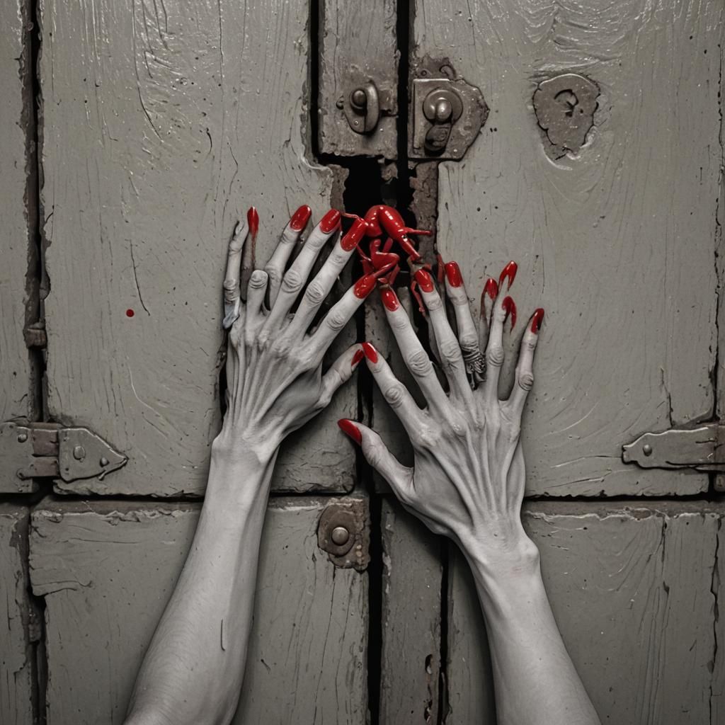 Eerie Image of Bony Fingers Emerging from Trapdoor