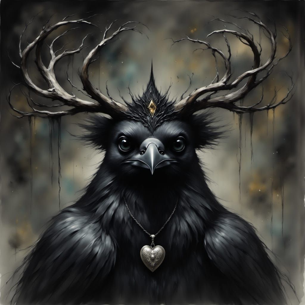 Mystical Crow in Ancient Crown