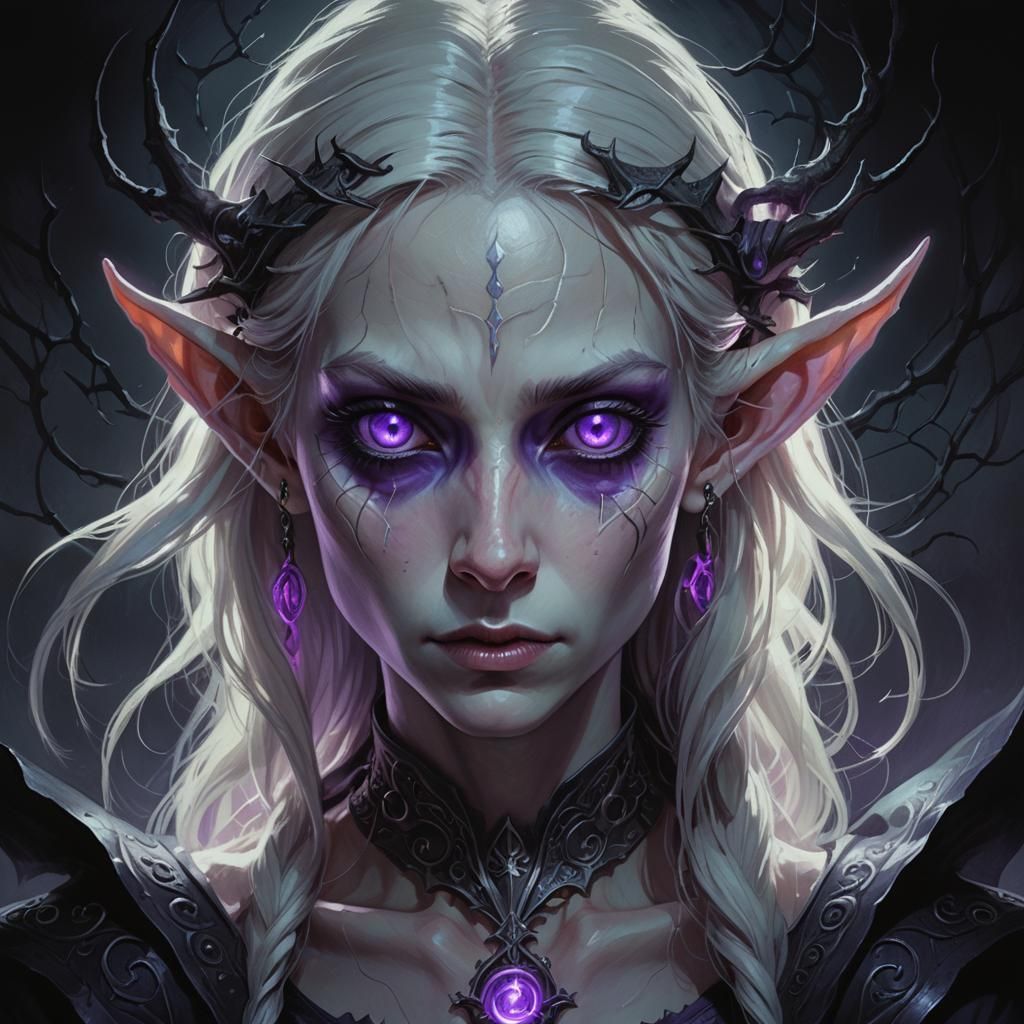 Eerie Elf Portrait with Glowing Eye