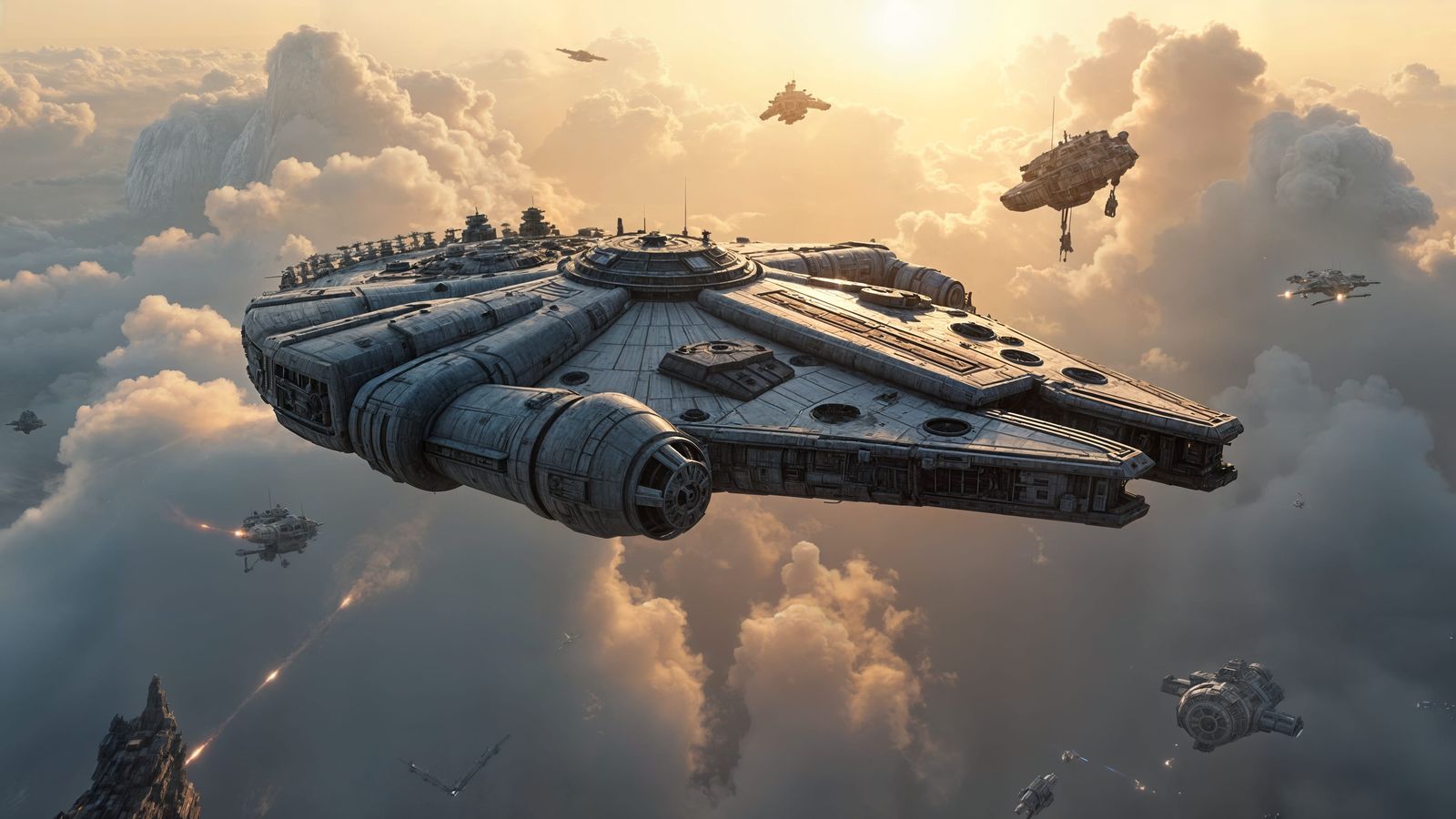 Epic Star Wars Millennium Falcon Battle in Cloud City Hyper ...