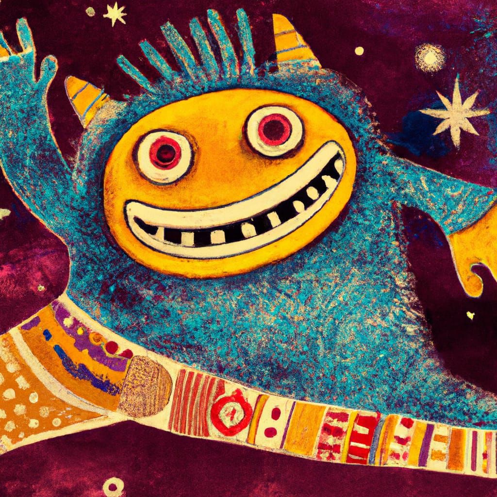 Adorable Monster Superhero in Cosmic Landscape