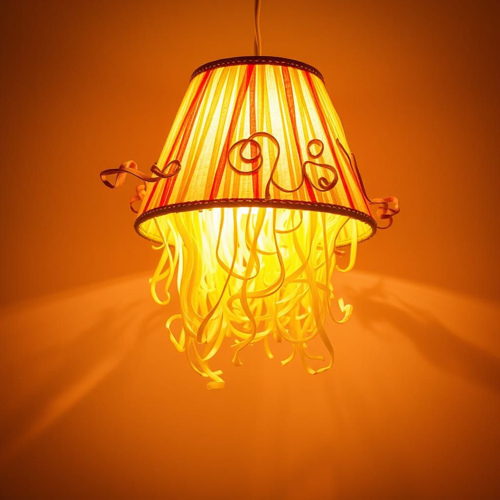 Linguine Lampshade Still Life in Illustrative Style