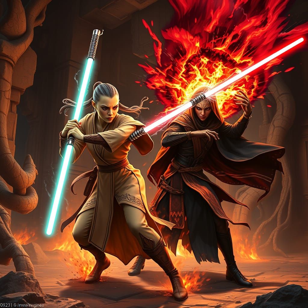 Twi'lek Jedi Battles Zabrak Sith in Epic Temple Duel