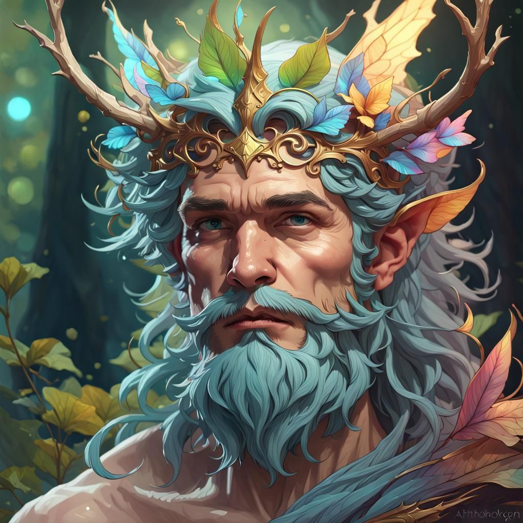 Oberon, Fairy King Portrait in Hyperdetailed Style