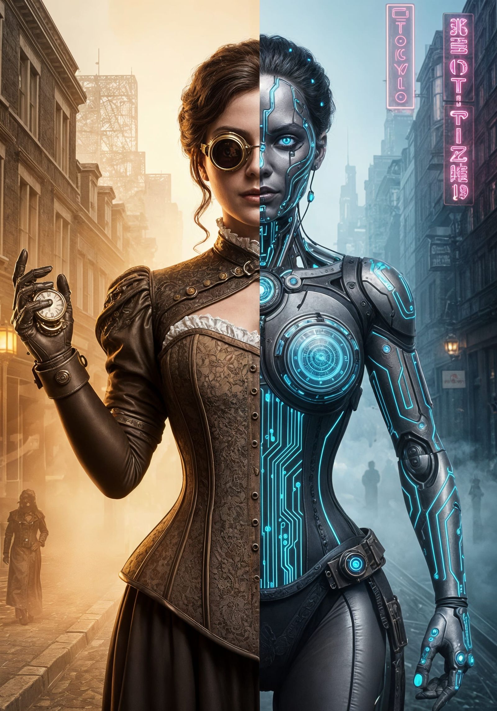 Steampunk Meets Cyberpunk: A Portrait Across Time